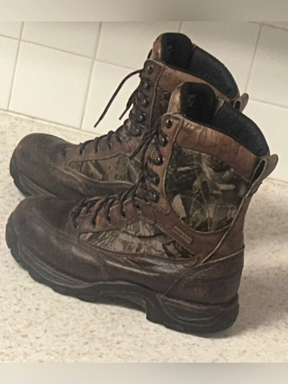 Danner GORE-TEX Men' Brown Camo  Waterproof Hunting Boots Full Grain Leather 9.5